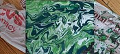 Green and White paint pour