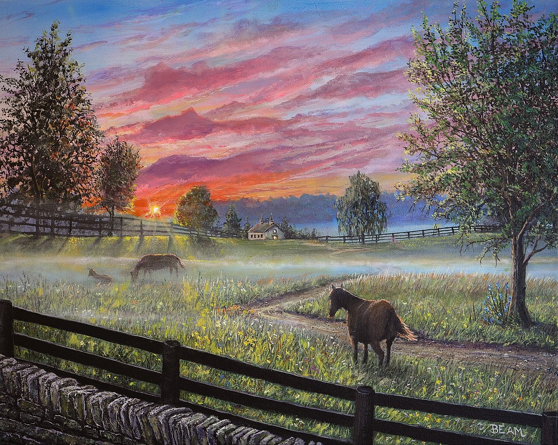 Horse Farm Sunset