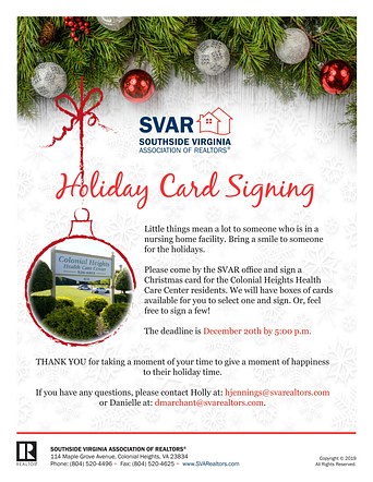 Holiday Card Signing - Southside Virginia Association of REALTORS®