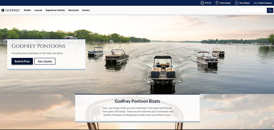 Godfrey Pontoons Website Home Page