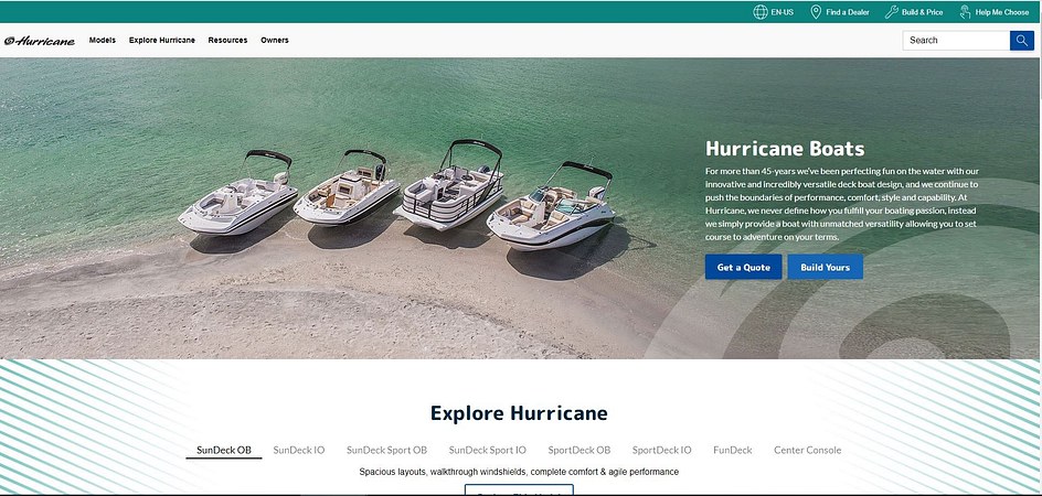 Hurricane Boats Website 