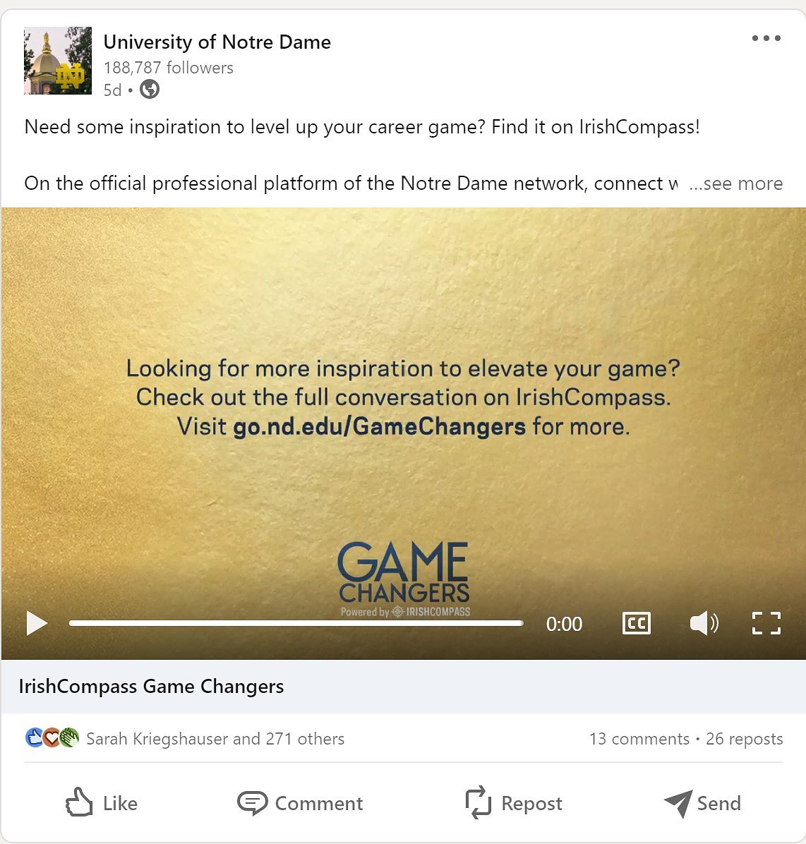 University of Notre Dame Game Changers Event