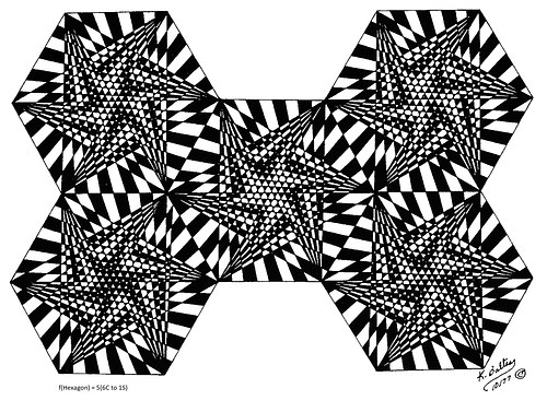 f(Hexagon) = 5(6C to 1S) - Shooting Star Hexagons