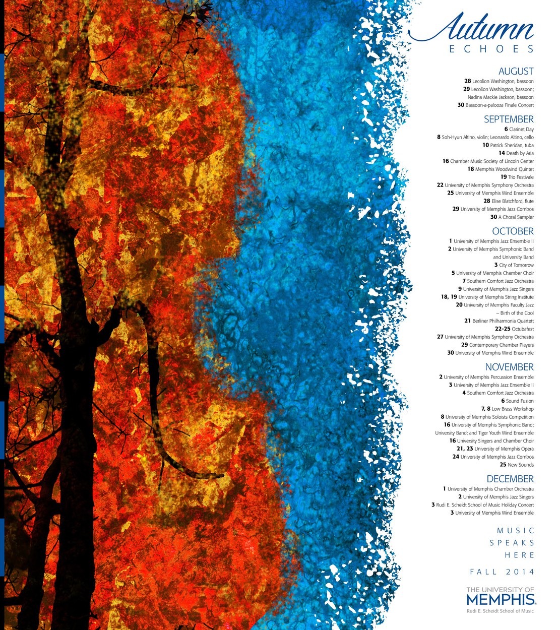 Fall music program poster; original illustration