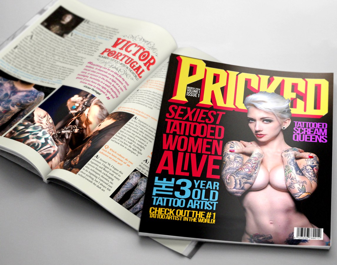 Pricked Tattoo Magazine Cover and Spread
