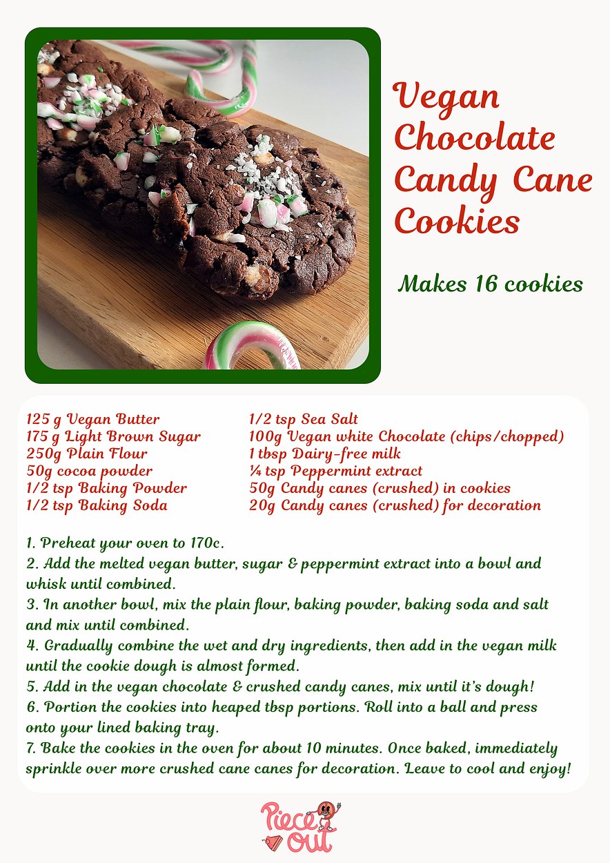 Vegan chocolate candy cane cookies