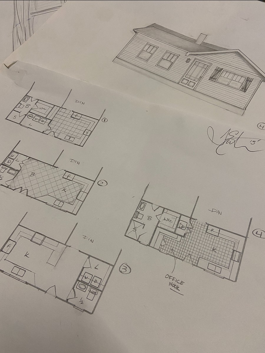 Visuals showing client multiple layouts for an addition.