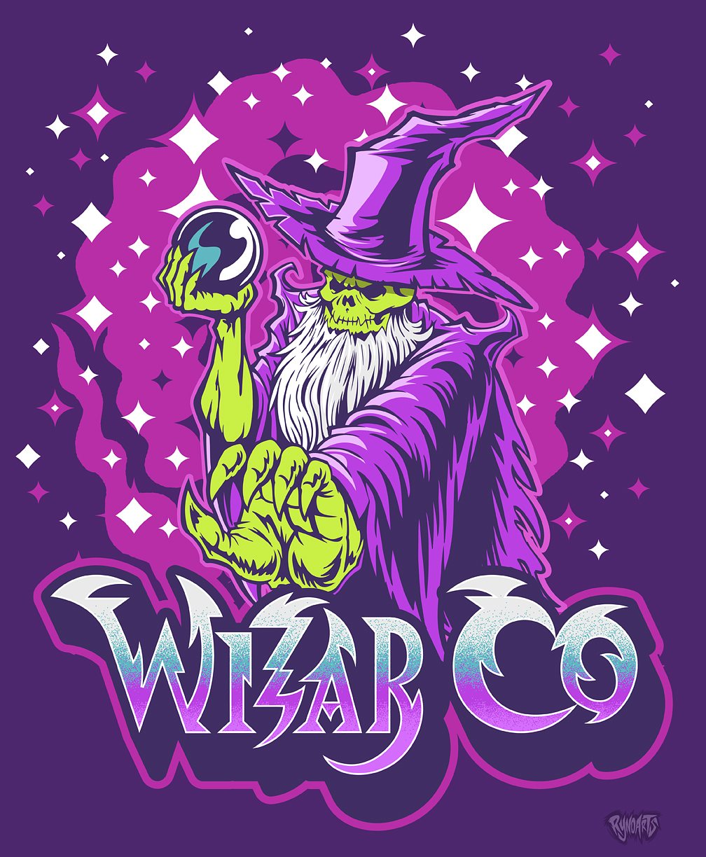 Wizar Co wizard logo + illustration