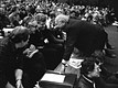 1977 PvdA congres. Premier Den Uyl met Schaefer, van der Stoel, Duisenberg en van Dam