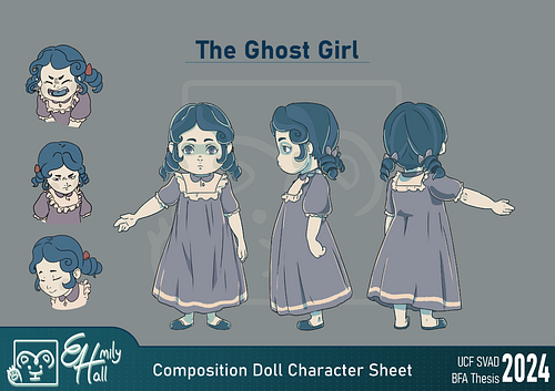 Ghost Girl | Composition Doll BFA Thesis Film Character Sheet
