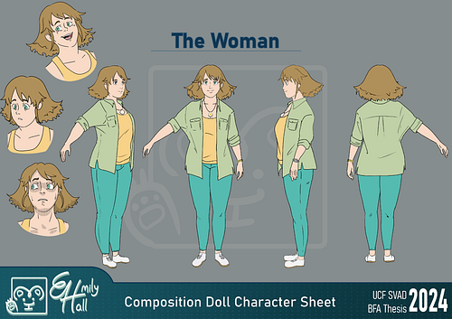 The Woman | Composition Doll BFA Thesis Film Character Sheet