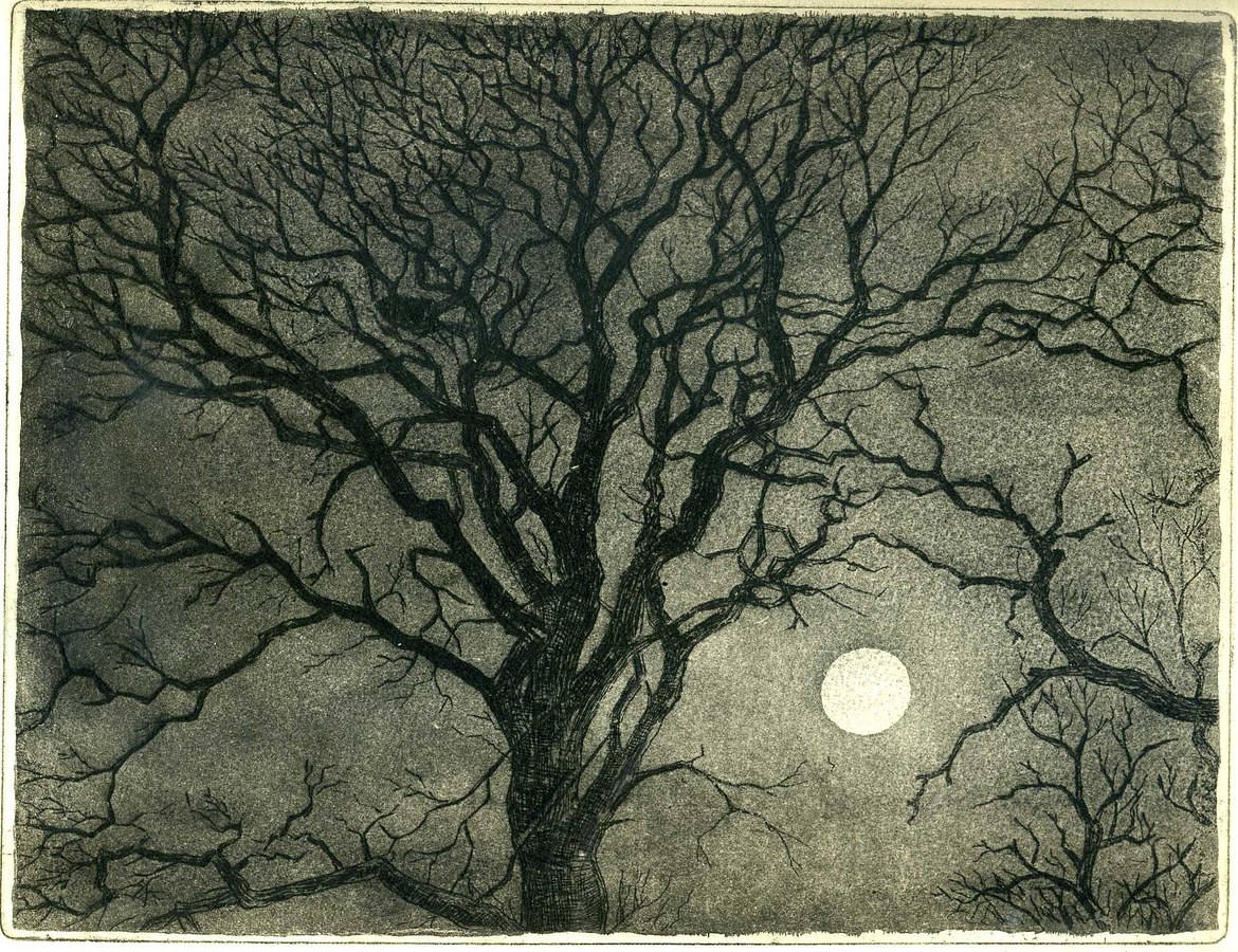 Moonrise, Cary Moor, etching, edition of 30, image size 25 x 20 cm, £150