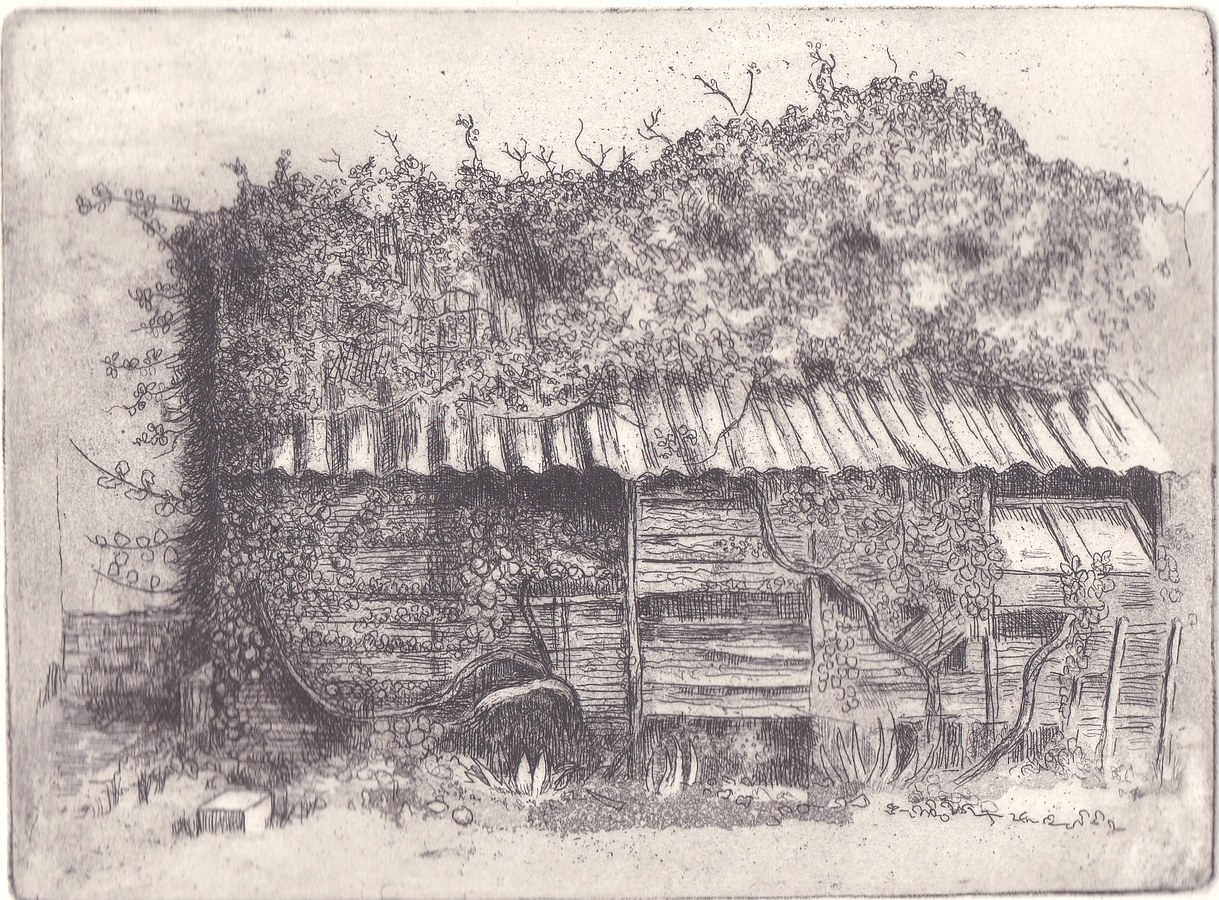 Old Chicken Shed, etching, images size 25 x 20 cm. edition of 50, £150