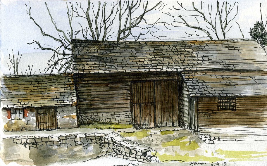 shed, cwmmau, watercolour
