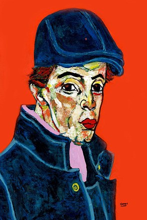 94-  Egon Schiele con gorra azul.