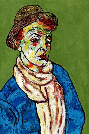 96- Egon Schiele con sombreo de paja.