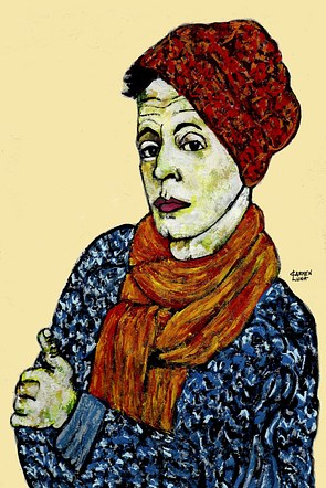 29-Egon Schiele con gorro de lana y bufanda.