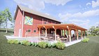 Schematic design for adding a timber frame pergola to the existing tasting room barn
