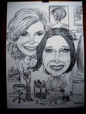 A4 Size Personalised Black and white Caricature from your Photos for two people with background