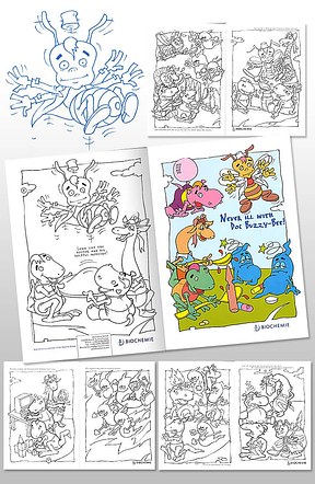 Children Coloring Book for a Pharmaceutical company, created while working for Scheiber Design GmbH Austria