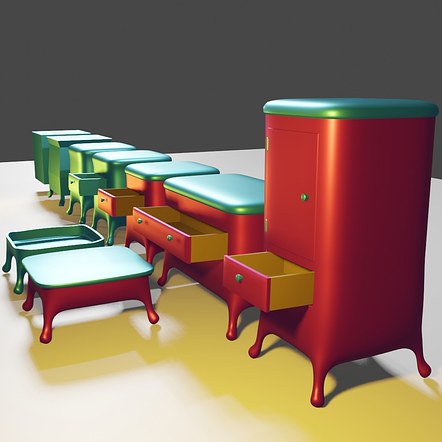 Furniture set for an animation