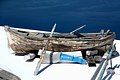 10101-Old vintage wooden fishing boat in Santorini, Greece