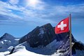10196-Switzerland Alps, Jungfraujoch with Swiss Flag, Top of Europe