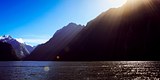 10271-Sunrays at the mountains of Milford Sound, Fiordland National Park, South New Zealand