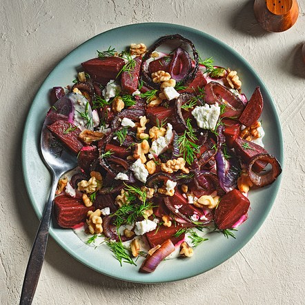Charred Onions & Beets with Creamy Feta Dressing