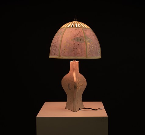 Sculpted Lamp with 3D Printed Shade (Lit up)