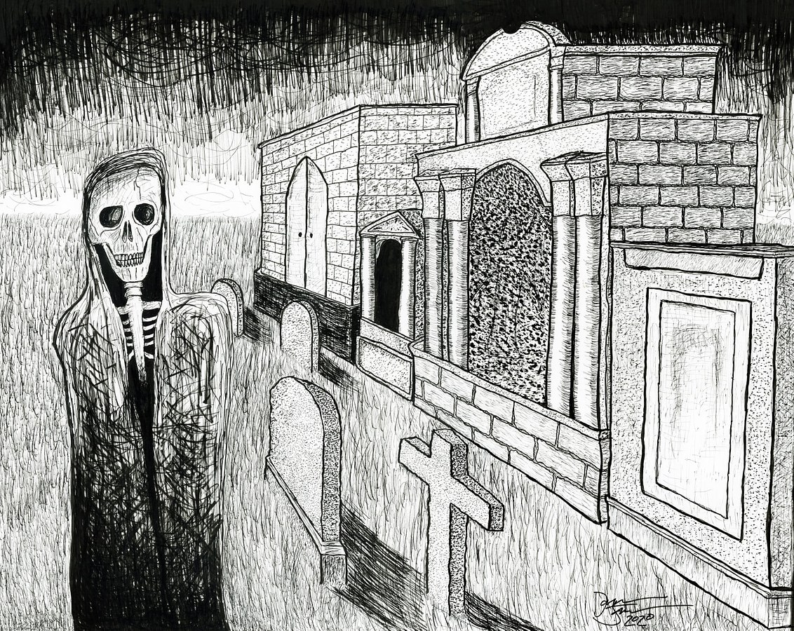 Original drawing that became the cover of Tomb Of Nightmares #1