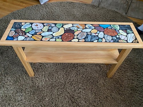 Painted inlaid rock table