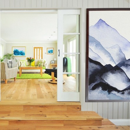 Mountain Series Prints in a Living Room