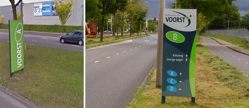 Bewegwijzeringsborden in Zwolle.
