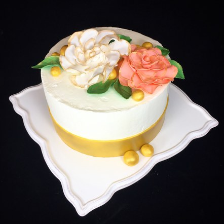 Gold Band Flower Cake