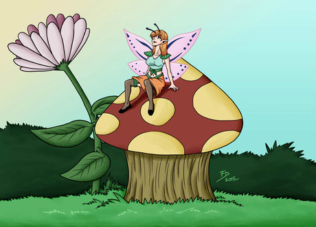 A fairy in a mushroom
