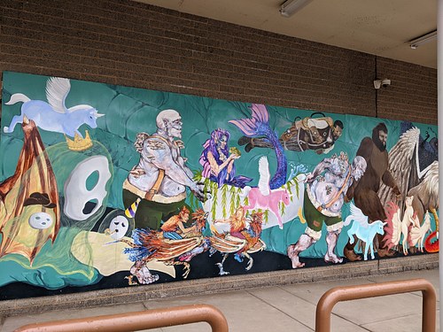 Mythical March mural, detail