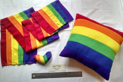 LGBTQIA+ Pride Scarves, Pillows, and Mini hearts