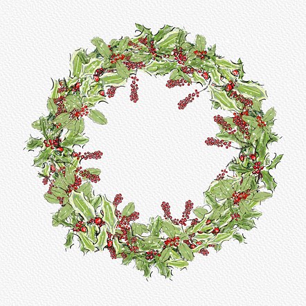 Digital Watercolour Festive Wreath