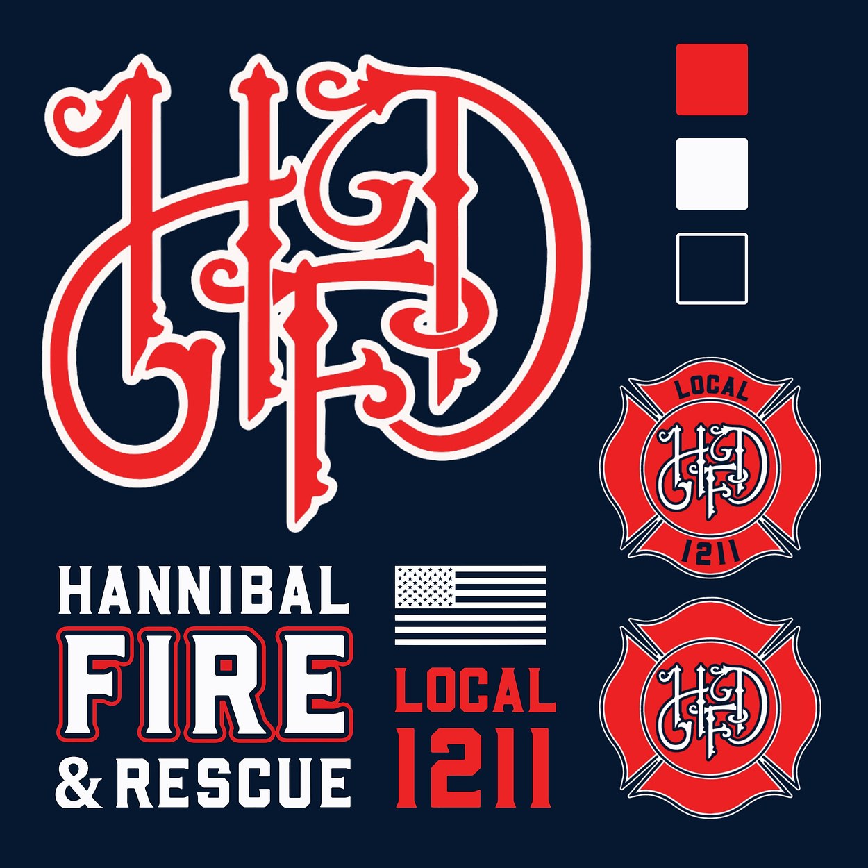 Hannibal Fire Department - New House Scramble Branding, Badge and Typography