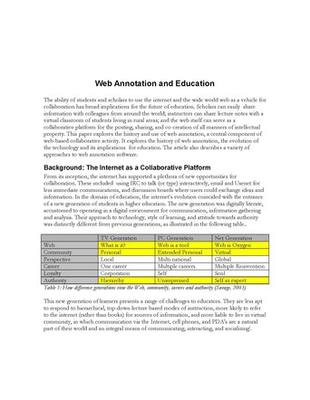 Web Annotation and Education