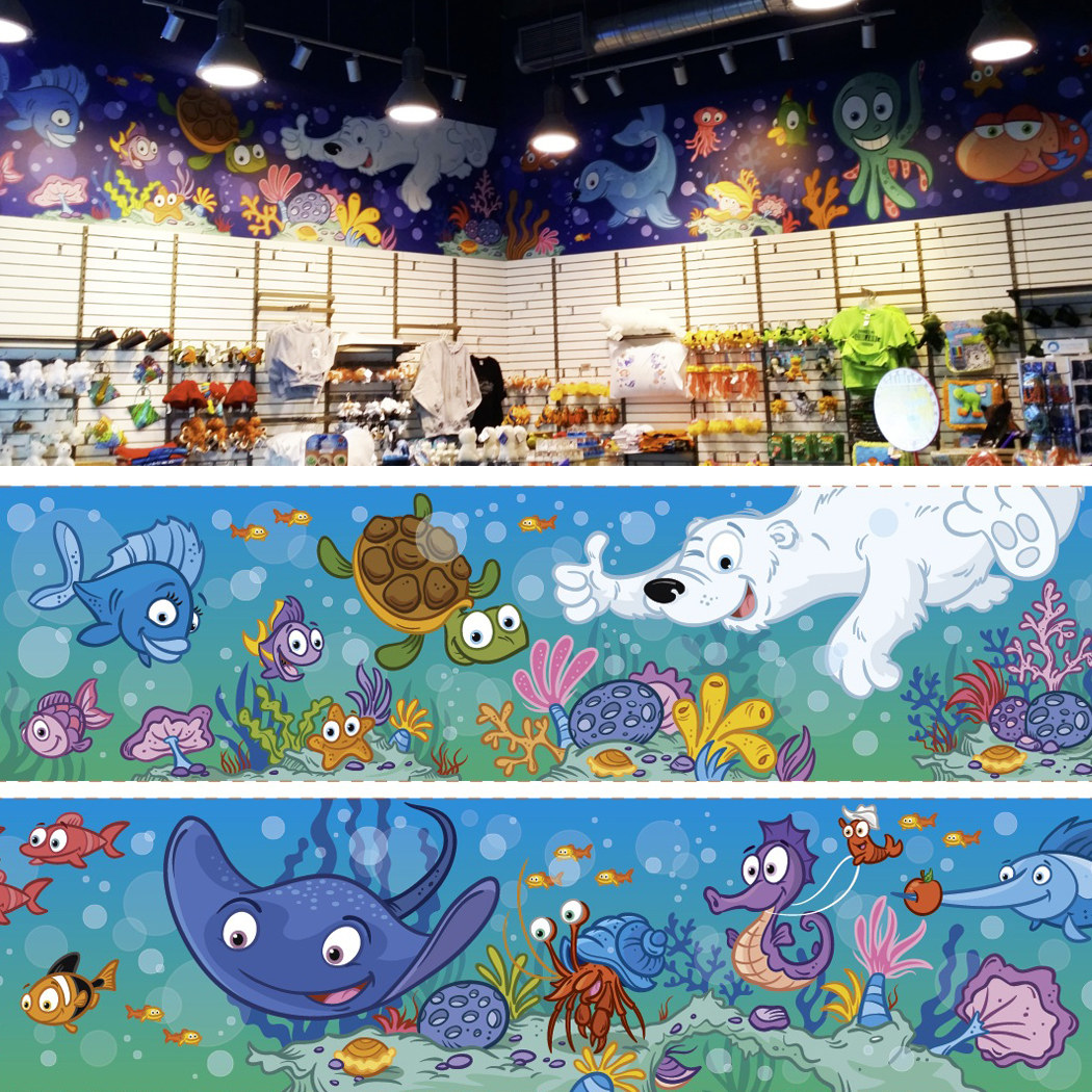 Image 63 feet long for the gift shop of Aquarium of Quebec, Canada