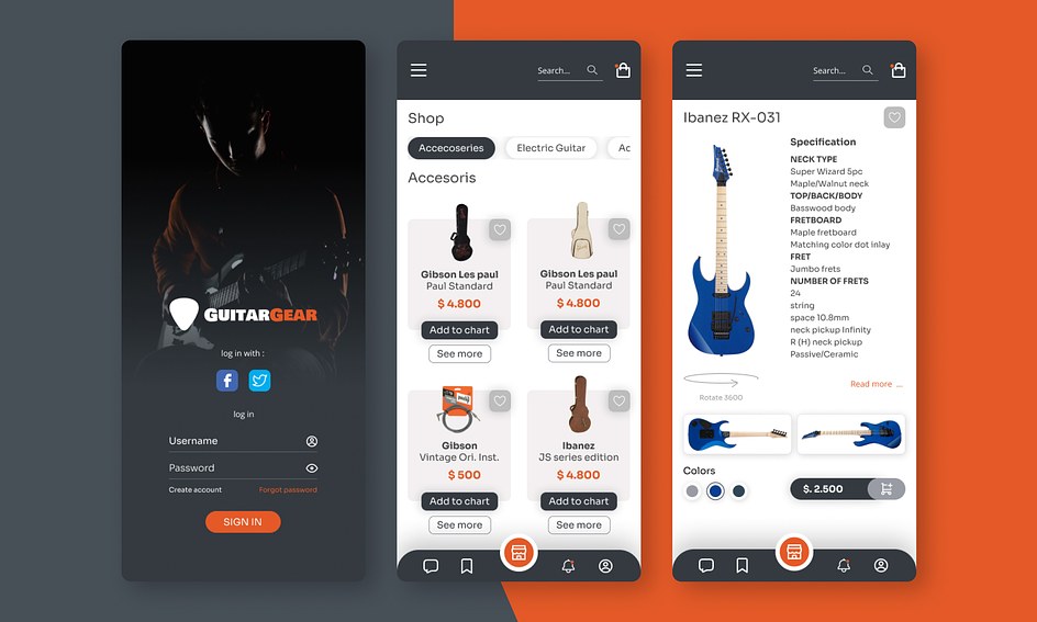 Guitar Music Store Mobile App Prototype