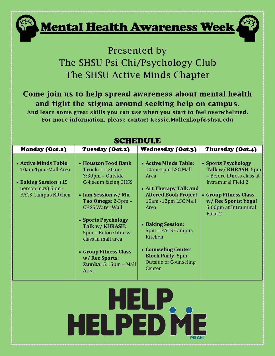 Psi Chi Chapter - MHAW (Fall 2018)