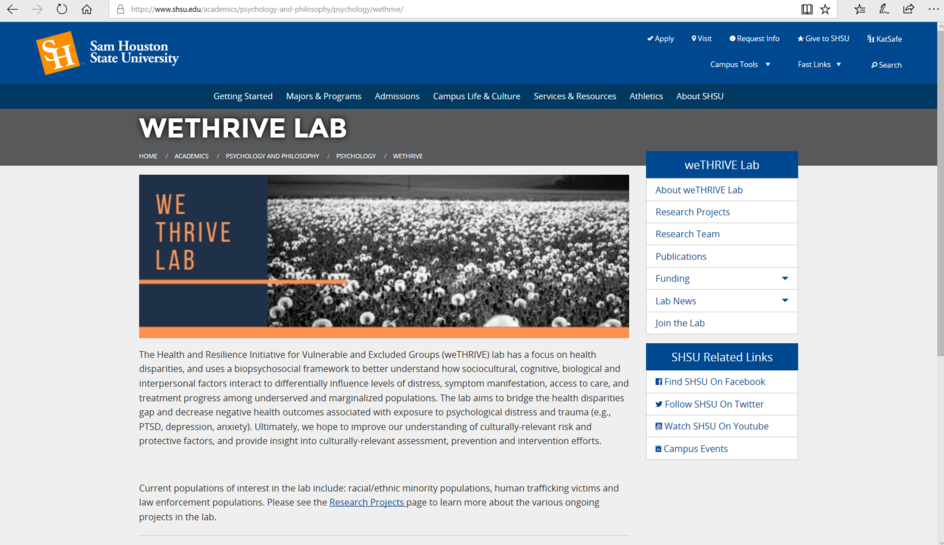 Lead initiatives for weTHRIVE Lab Website 