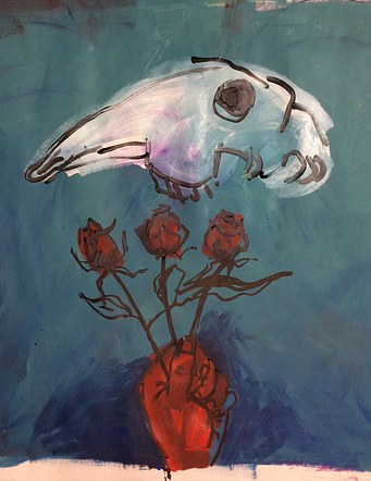 Goat Skull and Roses 2