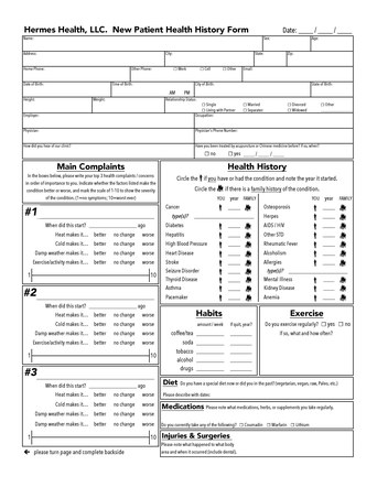 New Patient Intake Form for HH