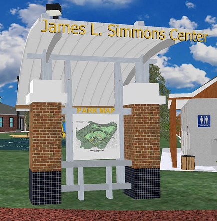 James L. Simmons Center park signage