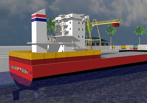 3D container cargo ship