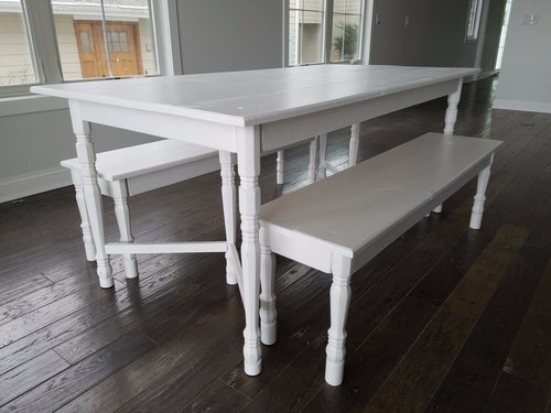 6 Leg Farmhouse Table w/ Benches